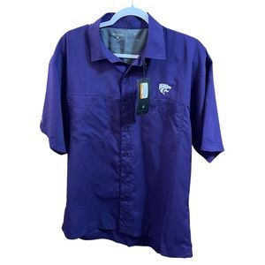 Antigua K-State Wildcats Mens Angler Fishing Shirt Button Medium Summer Outdoor